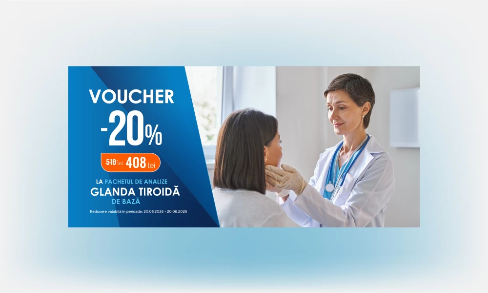 Beneficiază de 20% reducere la pachetul de analize Glanda Tiroidă (de bază)