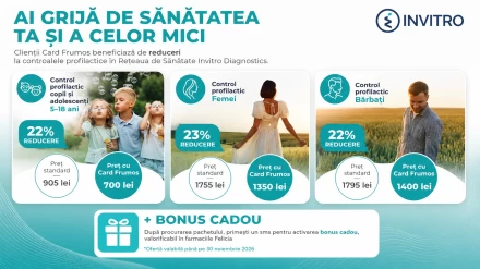 Pachete profilactice Invitro pentru femei, bărbați și copii: -22% cu Card Frumos și 200 Petale Bonus